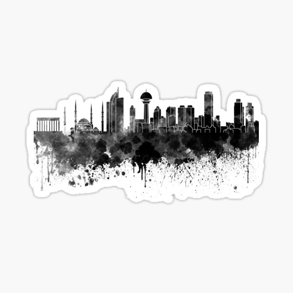 Item preview, Ankara skyline in black watercolor designed and sold by paulrommer.