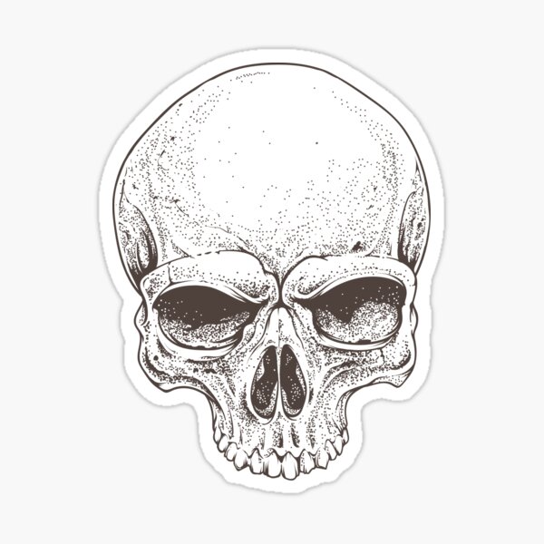 Realistic skull illustration in black & white Sticker