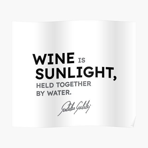 Galileo Galilei quotes - Wine is sunlight, held together by water. Poster