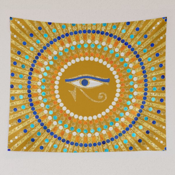 Item preview,  Eye of Thoth with Mandala Inspired By Ancient Egyptian Necklace (gold ochre background) designed and sold by Octavia Soldani.