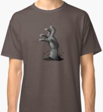 Zombie Grasp Pixels Black and White Classic T-Shirt