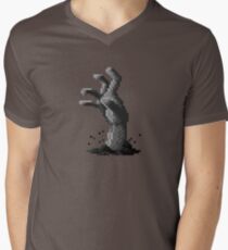 Zombie Grasp Pixels Black and White Men's V-Neck T-Shirt