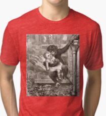Monkey rescuing a child from a fire Tri-blend T-Shirt