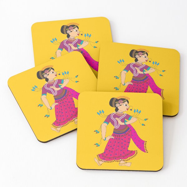 Item preview, Dancers, in Madubhani Indian traditional folk art designed and sold by Gurunath Bhadekar.