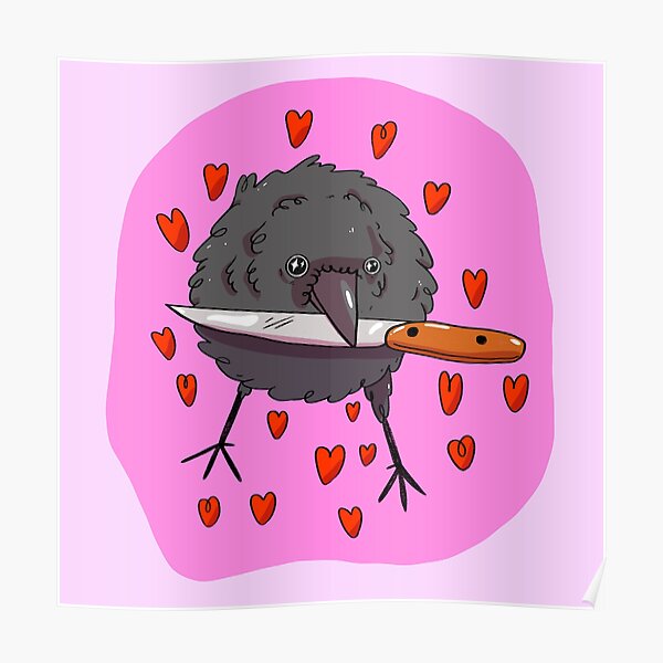 Dessin de corbeau mignon Poster
