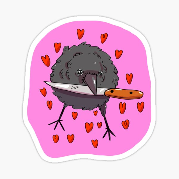 Cute Crow Drawing Sticker