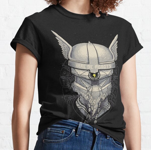 Cartoon Viking with Eye Patch and Orange Mustache Womens T-Shirt