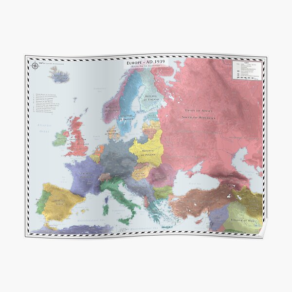 Europe (Detailed) - AD 1939 Poster
