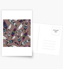 Colorful tribal feathers print. Vector illustration Postcards