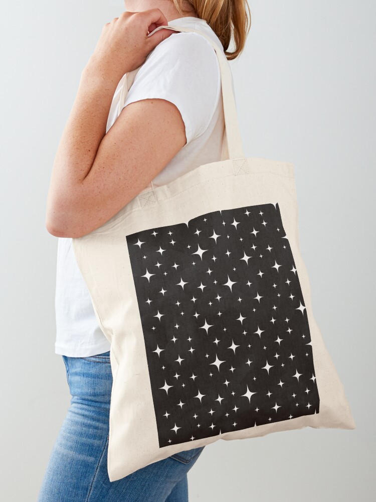 Star Pattern Black On White Tote Bag