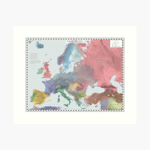 Europe (Detailed) - AD 1941 - II Art Print