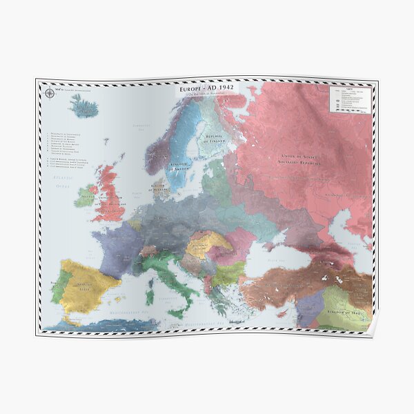 Europe (Detailed) - AD 1942 Poster