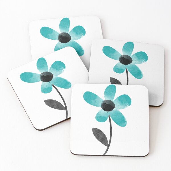 Item preview, Simple, abstract, artsy graphic turquoise watercolour flower floral sketch - Caroline Laursen Original designed and sold by Caroline Laursen.