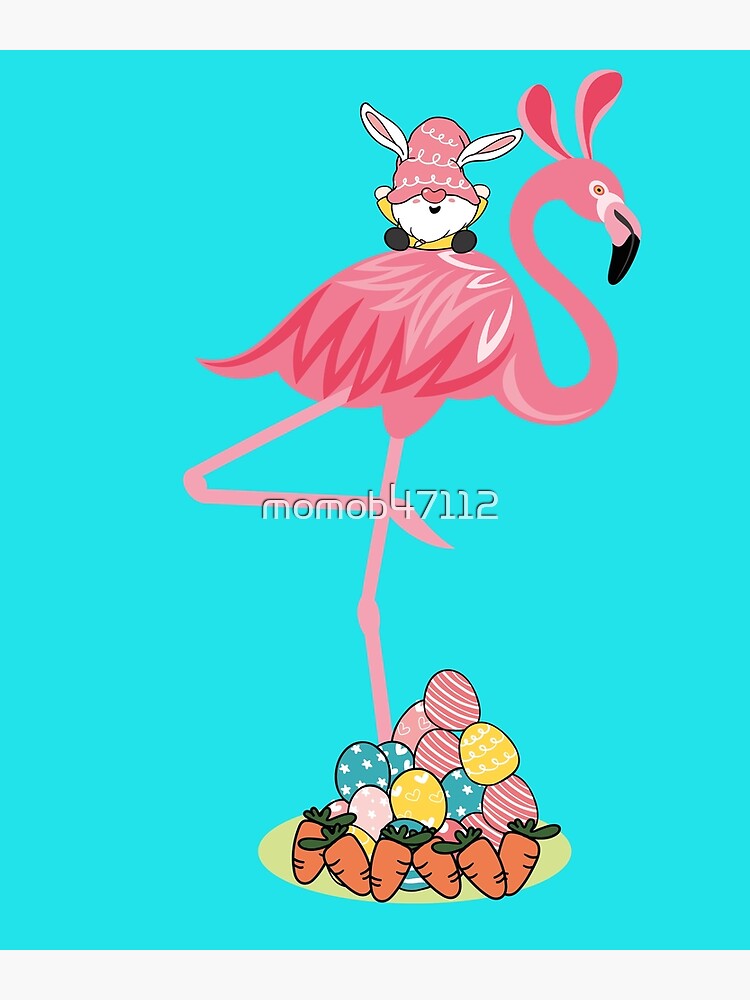 Disover Easter gnome riding easter flamingo with floppy ears – hoppy easter day Canvas