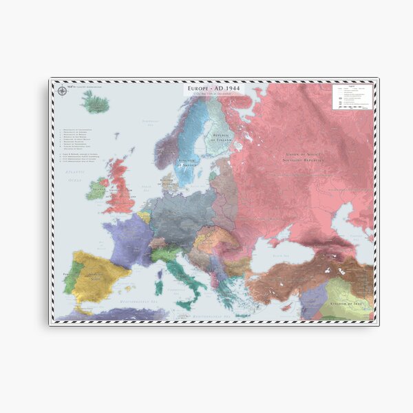 Europe (Detailed) - AD 1944 Canvas Print