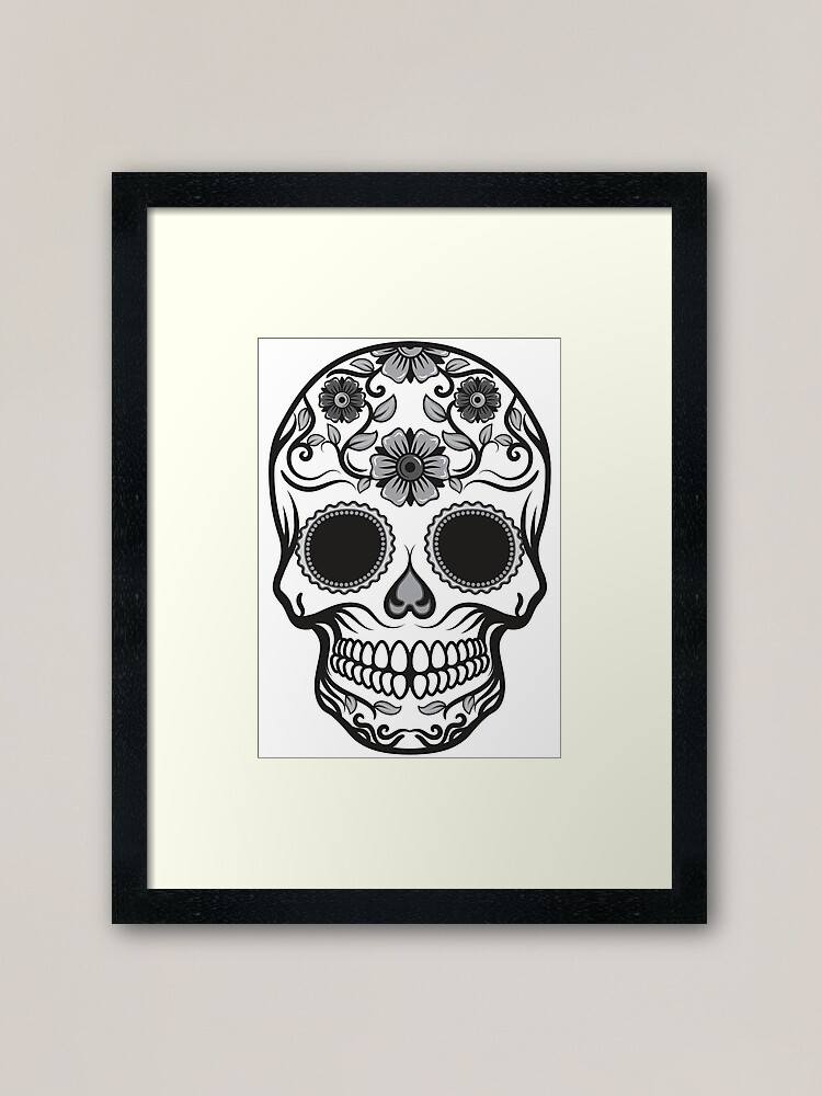 Alternate view of Candy Skull in Black & White Framed Art Print