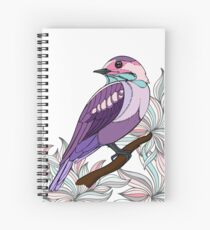 Purple bird vector illustration print Spiral Notebook