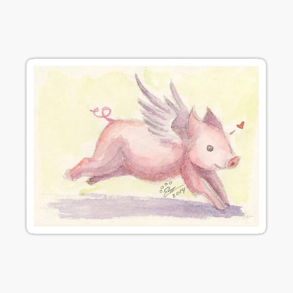 Leaping Flying Piglet Sticker