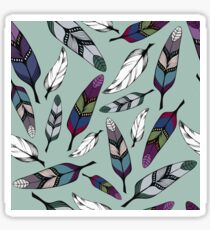 Colorful tribal feathers on mint background. Vector illustration print Sticker