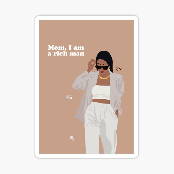 Mom I am a rich man Girl Illustration Sticker