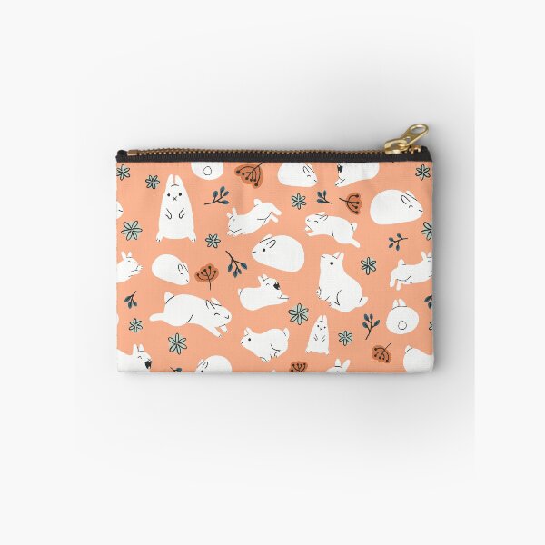 Item preview, White Rabbits on Peach designed and sold by stephaniedraws.