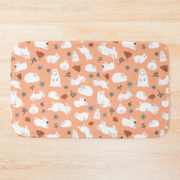Item preview, White Rabbits on Peach designed and sold by stephaniedraws.