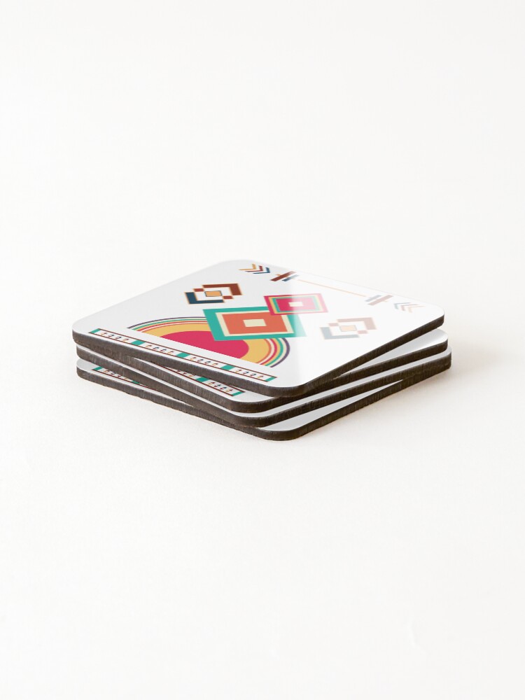 Thumbnail 4 of 5, Coasters (Set of 4), Geometric Colourful Psychedelic Ripple Pattern designed and sold by Doucheka.