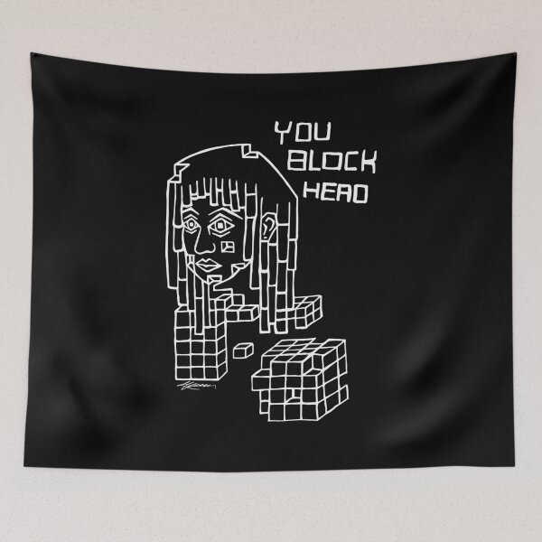 Item preview, Block Head (White Line) designed and sold by MegasaurusArt.