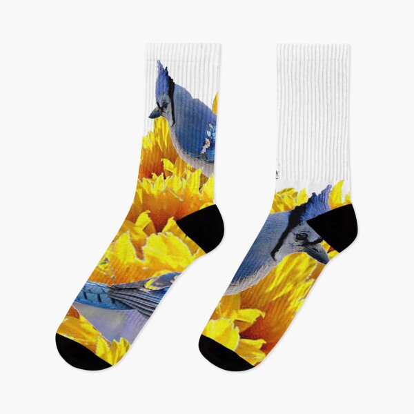 Item preview,  2 BLUE JAY NATURE ART-YELLOW FLOWERS  designed and sold by sharlesart.
