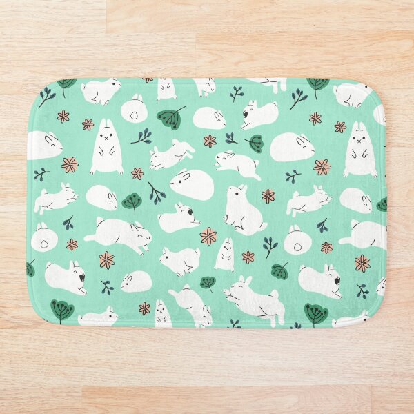 Item preview, White Rabbits on Mint designed and sold by stephaniedraws.