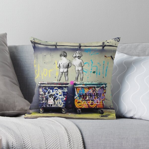 Bansky Chill the Duck Out Throw Pillow