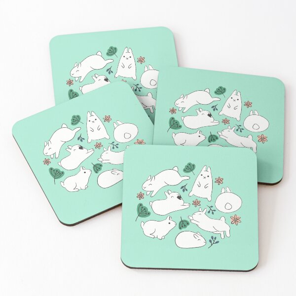 Item preview, White Rabbits on Mint designed and sold by stephaniedraws.