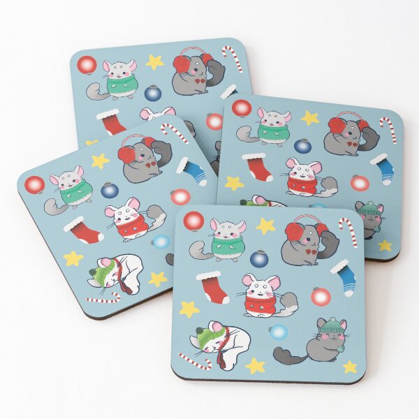 Item preview, Christmas Chinchilla- Cute Green and Red Cartoon Animal Pattern designed and sold by TheRainbowRoom.