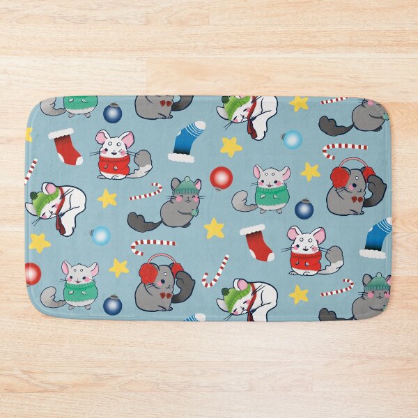 Item preview, Christmas Chinchilla- Cute Green and Red Cartoon Animal Pattern designed and sold by TheRainbowRoom.
