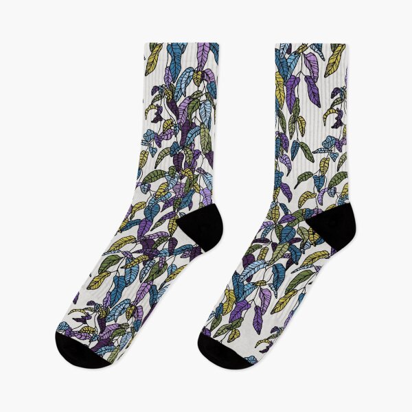 Item preview, Seamless Botanical Leaf Vine Medley Purple, Green, Yellow, Blue on Neutral Background designed and sold by SheelaSheek.