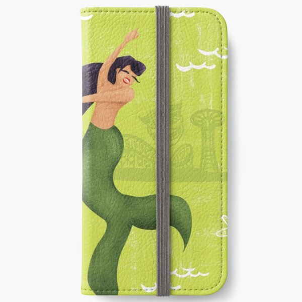 Coney Island Mermaid with Black Hair iPhone Wallet