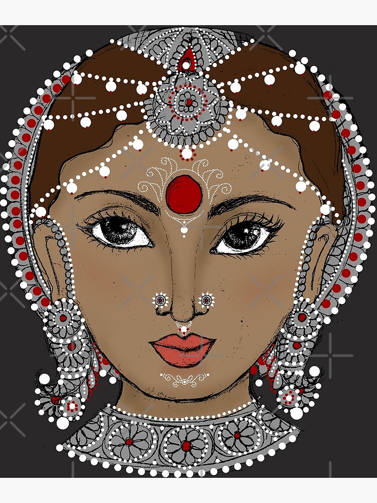 The woman's face, Gorgeous Madhubani painting