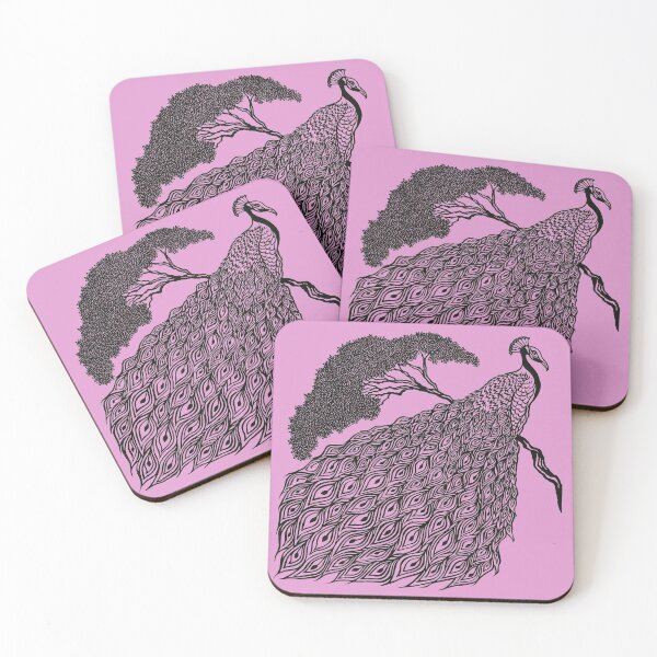 Item preview, Peacock on Branch | Bird Design designed and sold by Monochromatics by Corie Mae Dark.