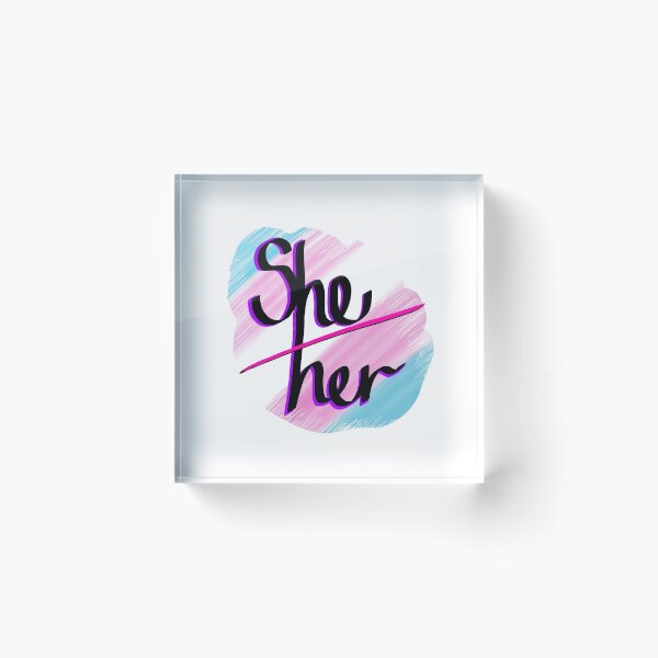 Item preview, "She/her" on trans flag  designed and sold by RedGibson.
