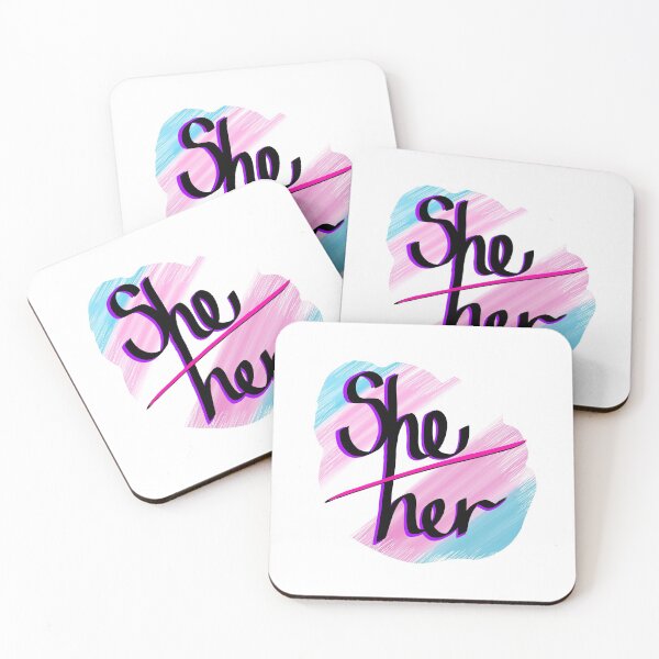 Item preview, "She/her" on trans flag  designed and sold by RedGibson.