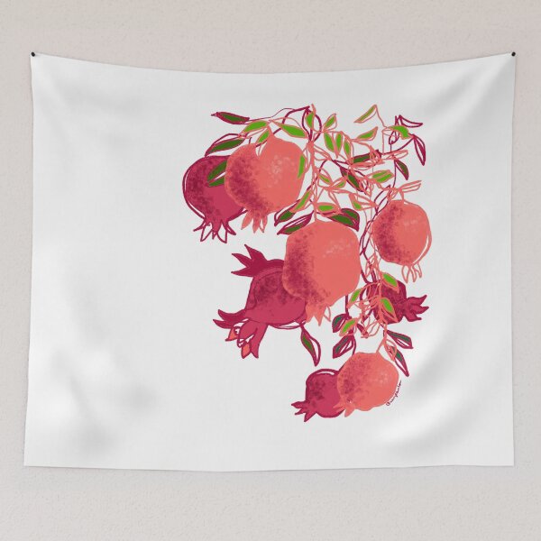 Item preview, Pink pomegranate statement art continuous line art designed and sold by orangerinka.