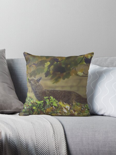 Red Fox in a field Throw Pillow