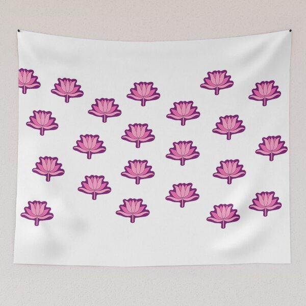 Item preview, pink lotuses on white background designed and sold by ritusdesigns.