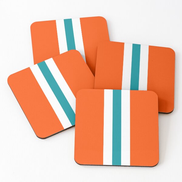 Item preview, Retro American Football Stripes Miami Orange Teal White  designed and sold by Sporting Colour.