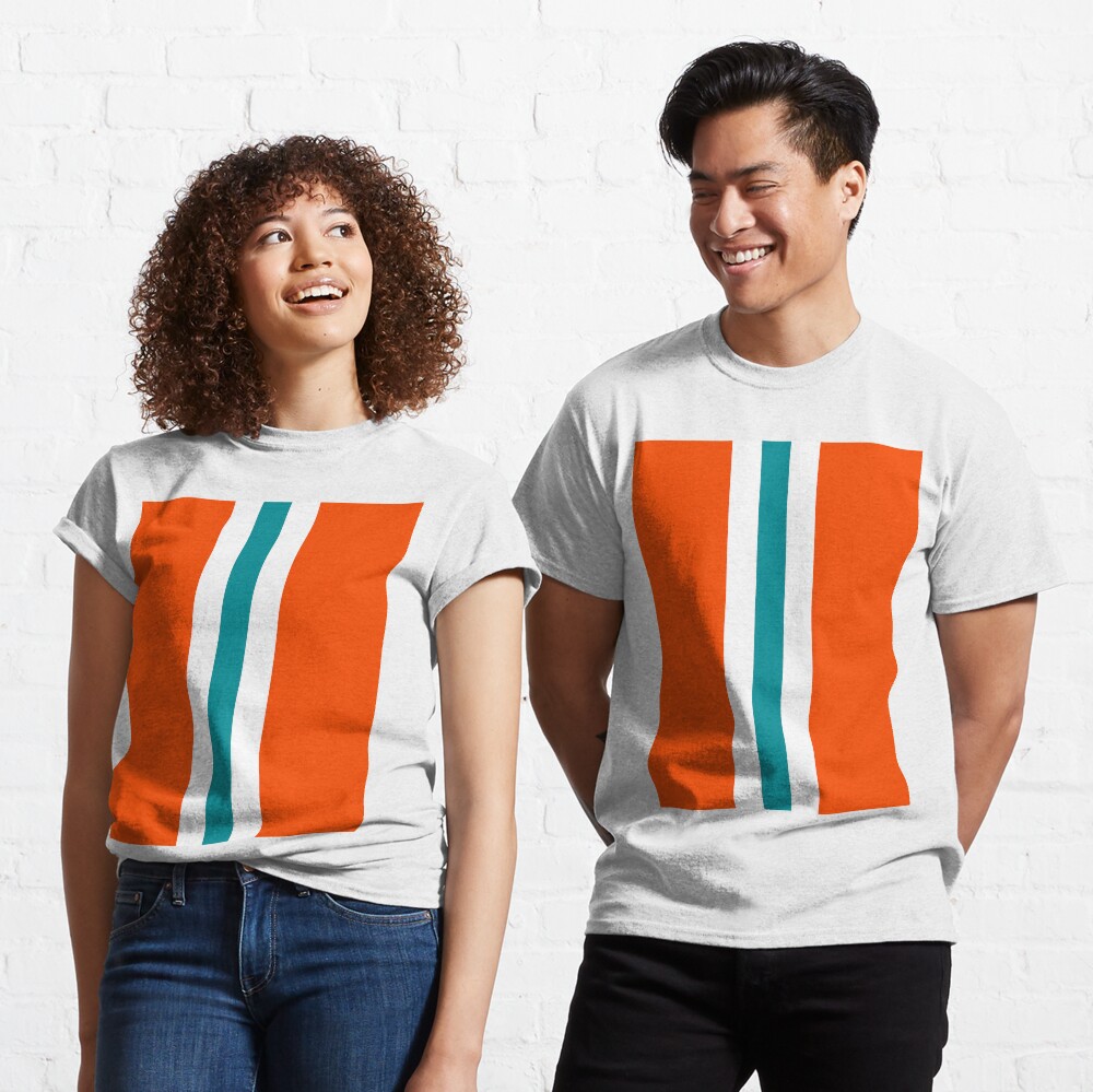 Retro American Football Stripes Miami Orange Teal White | Essential T-Shirt