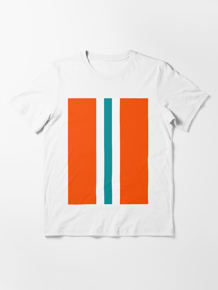 Retro American Football Stripes Miami Orange Teal White | Essential T-Shirt