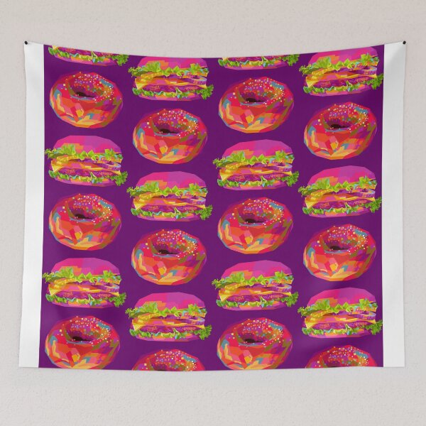 Item preview, Colorful Burger donut Wpap Pop Art Pattern purple background designed and sold by ahmadnusyirwan.