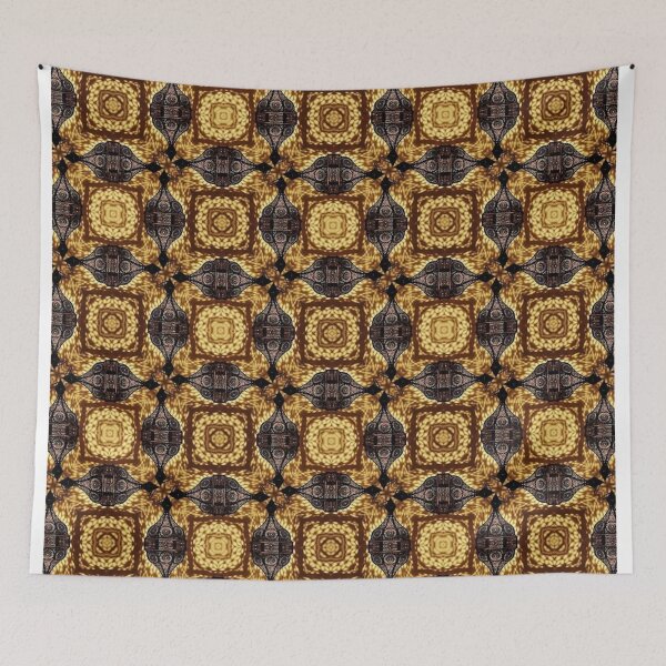 Item preview, yellowing embroidery stitches on brown background designed and sold by ritusdesigns.