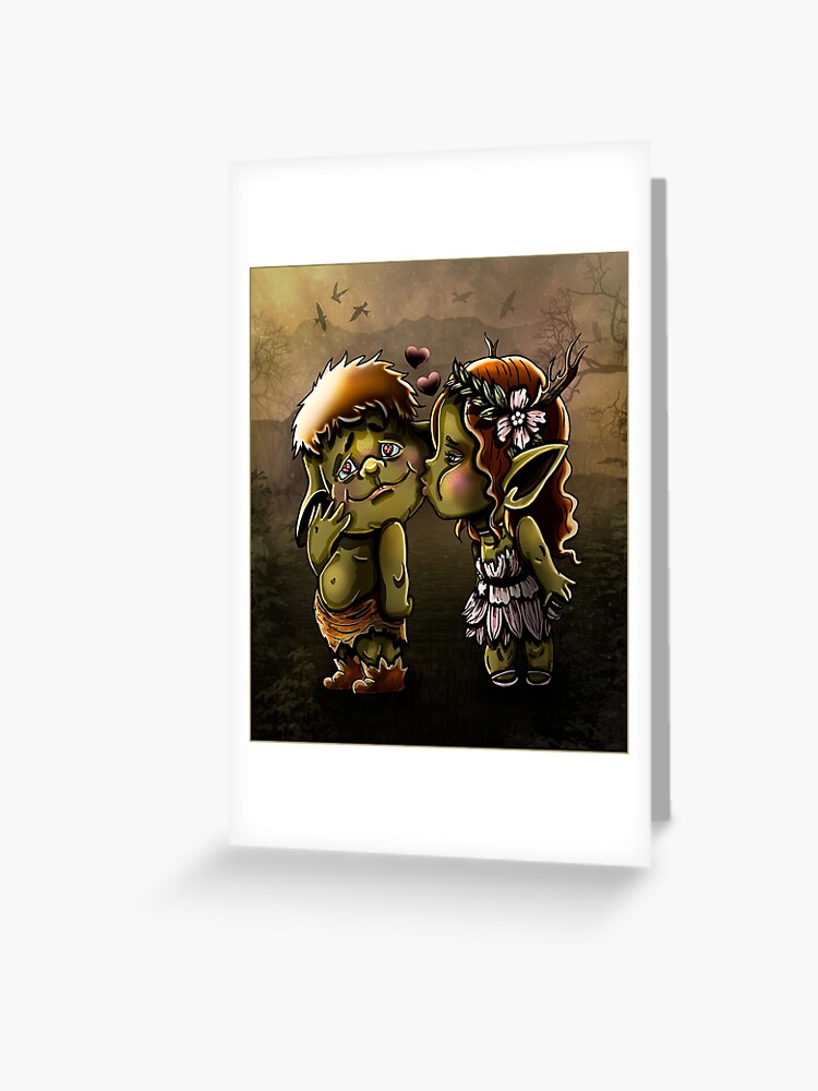 Cartoon Swamp Characters Fairytale Little Trolls In Love Greeting Card For Sale By Laracoolart Redbubble