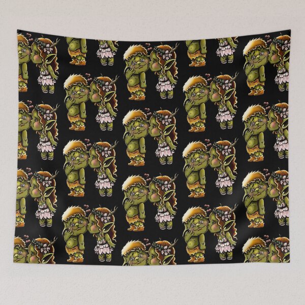 Item preview, Cartoon swamp characters, fairytale little trolls in love designed and sold by LaraCoolart.